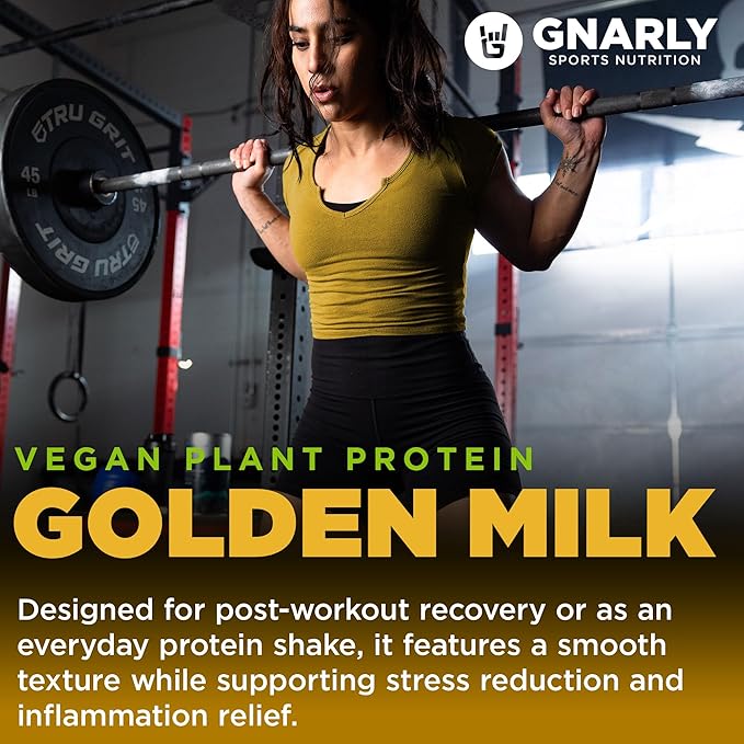 Gnarly Nutrition Golden Milk Vegan Protein Powder ??Plant-Based Powder for Shakes ??Dairy-Free, Non-GMO, Gluten-Free ??28.2 oz
