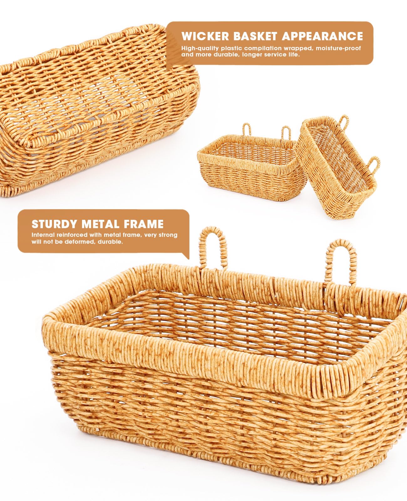 AceList Wall Hanging Basket, Boho Style Hand-Woven Hanging Storage Baskets - Set of 2, Ideal for Boho Room Decor, Kitchen, Garden, and Living Room