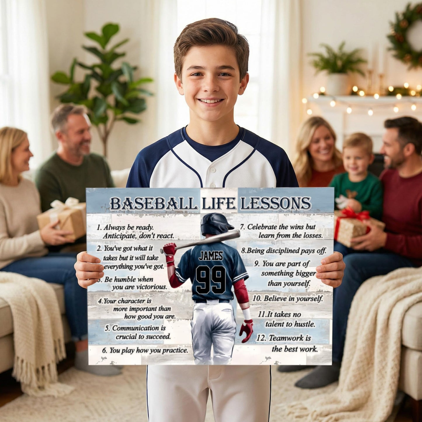 KiKiLuna Personalized Baseball Life Lessons Canvas, Custom Player Name Number Wall Art, Baseball Player Gift, Bedroom Canvas Decor, Baseball Memorabilia for Boys Teens