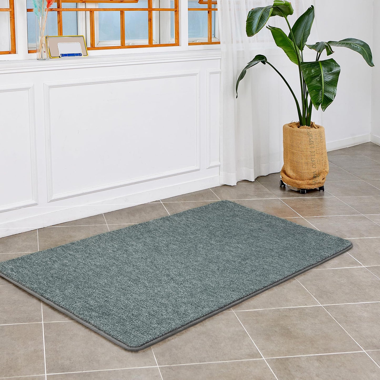 Keeko Soft 2x4 Small Runner Rug, Bedside Rugs for Bedroom Indoor Runner Hallway Carpets Non Slip Living Room Area Throw Rugs Memory Foam Laundry Room Rug for Teen Kids Boys Dorm Room Decor Grey