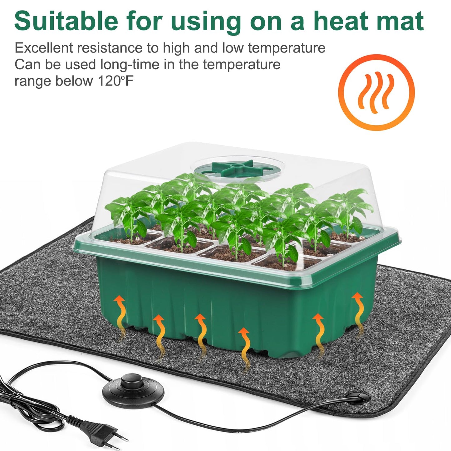 DJGINRO 12 Pack Seed Starter Tray Seed Starter Kit (144 Cells Total Tray) with Humidity Adjustable Dome, for Seeds Growing Starting Plant Germination Trays, Mini Green House Germination Trays.