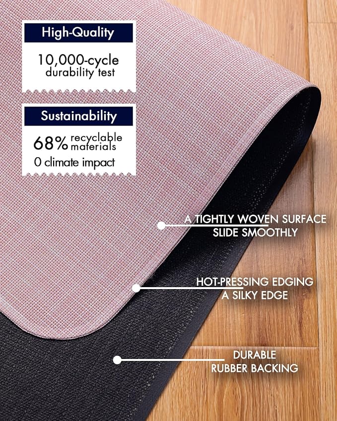 BARoyal Office Chair Mat for Hardwood Floor Under Desk Computer Rolling Chair Mat for Wood/Tile Floor Non-Slip Heavy Duty Desk Rug PVC Plastic Hard Floor Protector 45" x 53"(Blush)