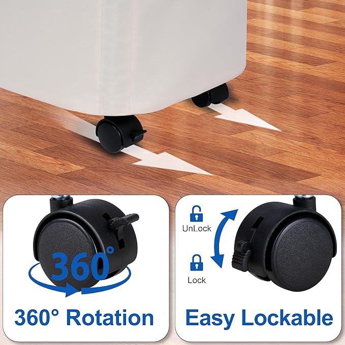 Slim Laundry Hamper with Wheels,15 Gal (55L) Rolling Laundry Basket with lid and wheels Clothes Hamper Foldable Tall Dirty Clothes Basket Sturdy Collapsible Clothes Hamper for Dorm,Laundry Room
