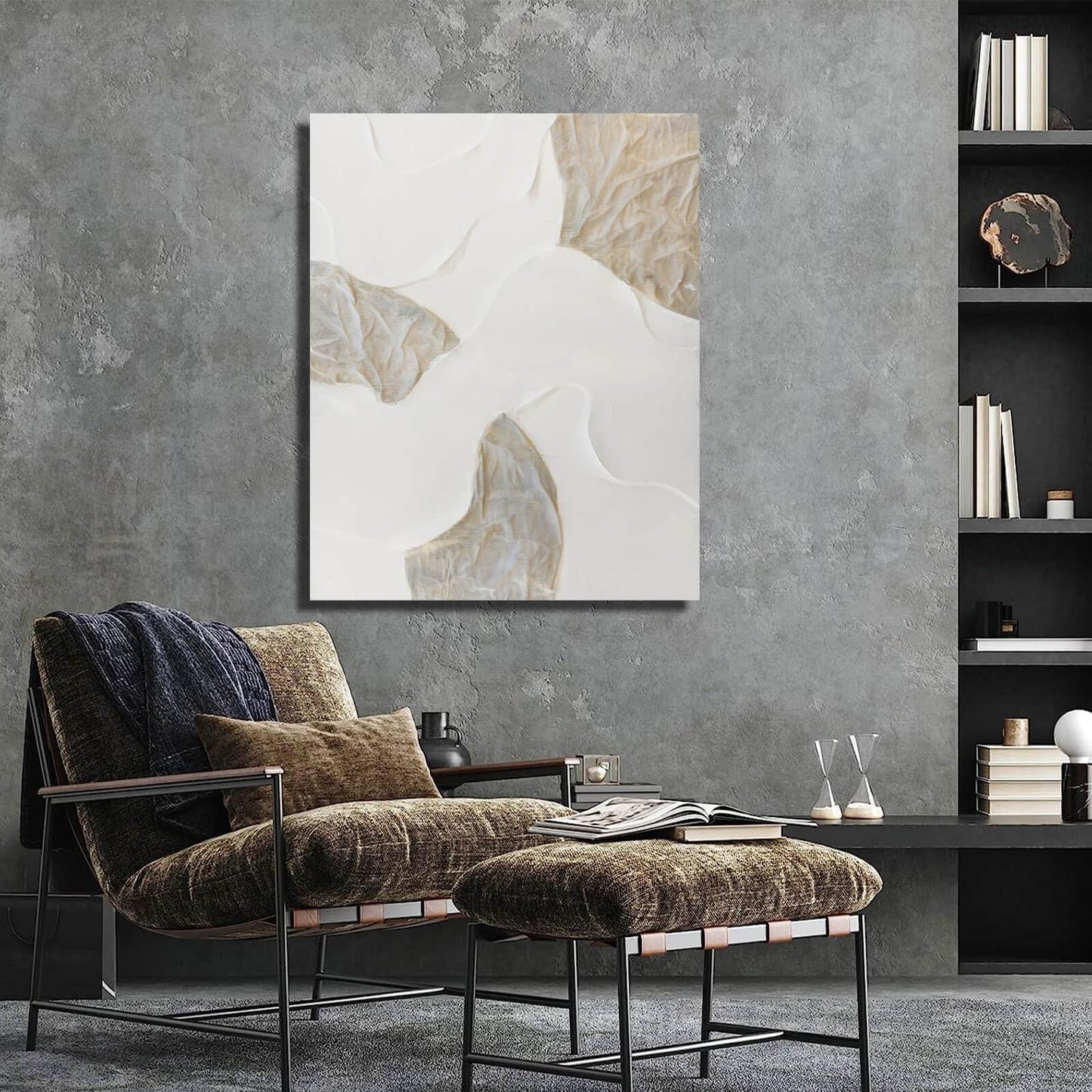 NBAODAN White and Beige Wall Paintings Large Abstract Canvas Wall Art Textured Oil Paintings 32"x40" Pictures for Living Room Office