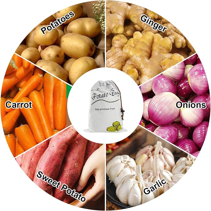 Potato & Onion Sprout-Free Vegetable Storage Bags - White