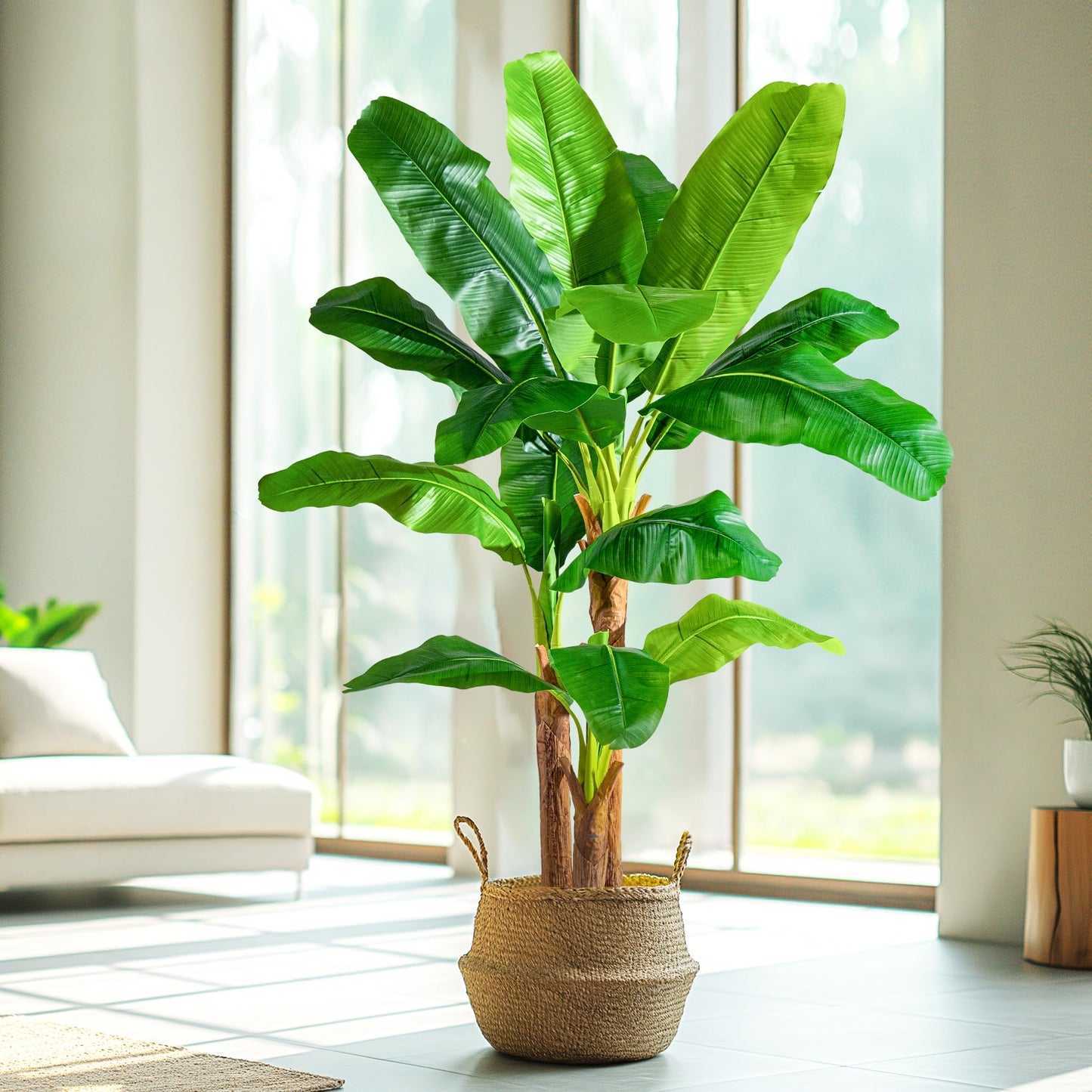 Erimda 6FT Artificial Banana Tree Tall Fake Banana Leaf Plant Faux Banana Silk Tree Faux Banana Leaves for Home Swimming Pool Indoor Outdoor Patio Tropical Decor