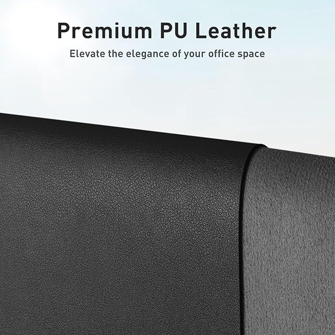 Aothia Faux Leather Desk Mat - Non-Slip PU Leather Desk Blotter, Waterproof Writing Surface, Large Desk Pad for Office & Home (Black, 55" x 17")