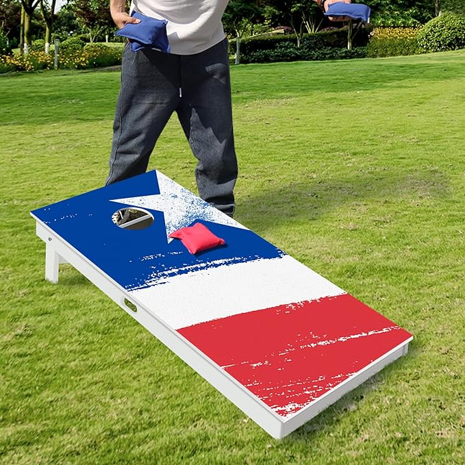 Cornhole Boards Set - Regulation Size 4x2/3x2ft Solid Wood Corn Hole Game Set with 8 Bean Bags and 2 Cornhole Boards - Perfect for Outdoor Game