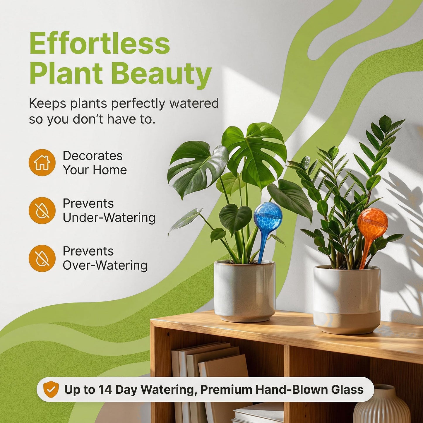 Little Green Leaf Automatic Plant Watering Globes Self Watering Planter Inserts (Set of 6) | Hands Free Multicolor Glass Bulbs | Planter Spikes to Support Indoor & Outdoor Plant Health (100ml)