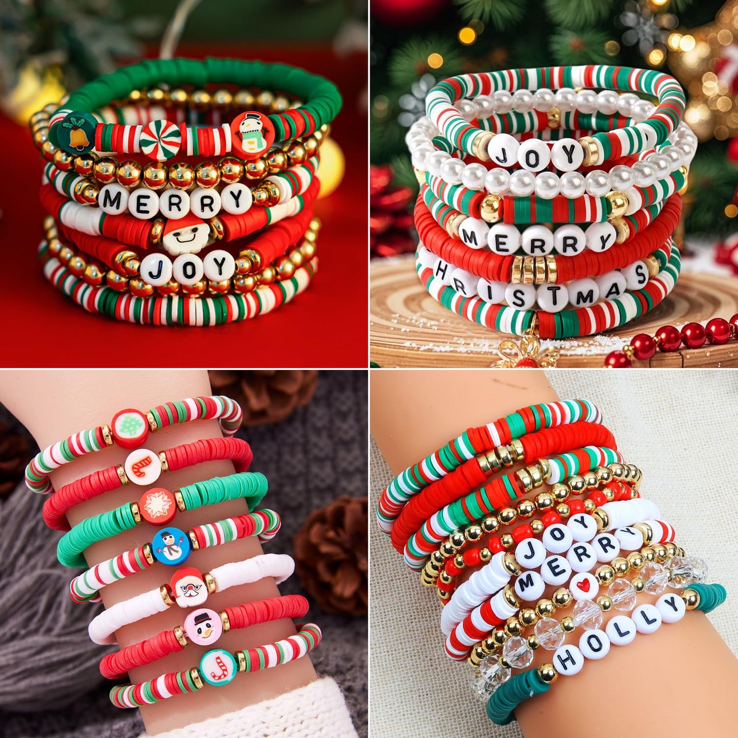 BBita 3680pcs Christmas Polymer Clay Beads Charms for Bracelets Making Kit Christmas Tree Snowman Santa Claus Snowflakes Bells Socks elk Friendship DIY Arts Crafts Gifts for Kids Girls