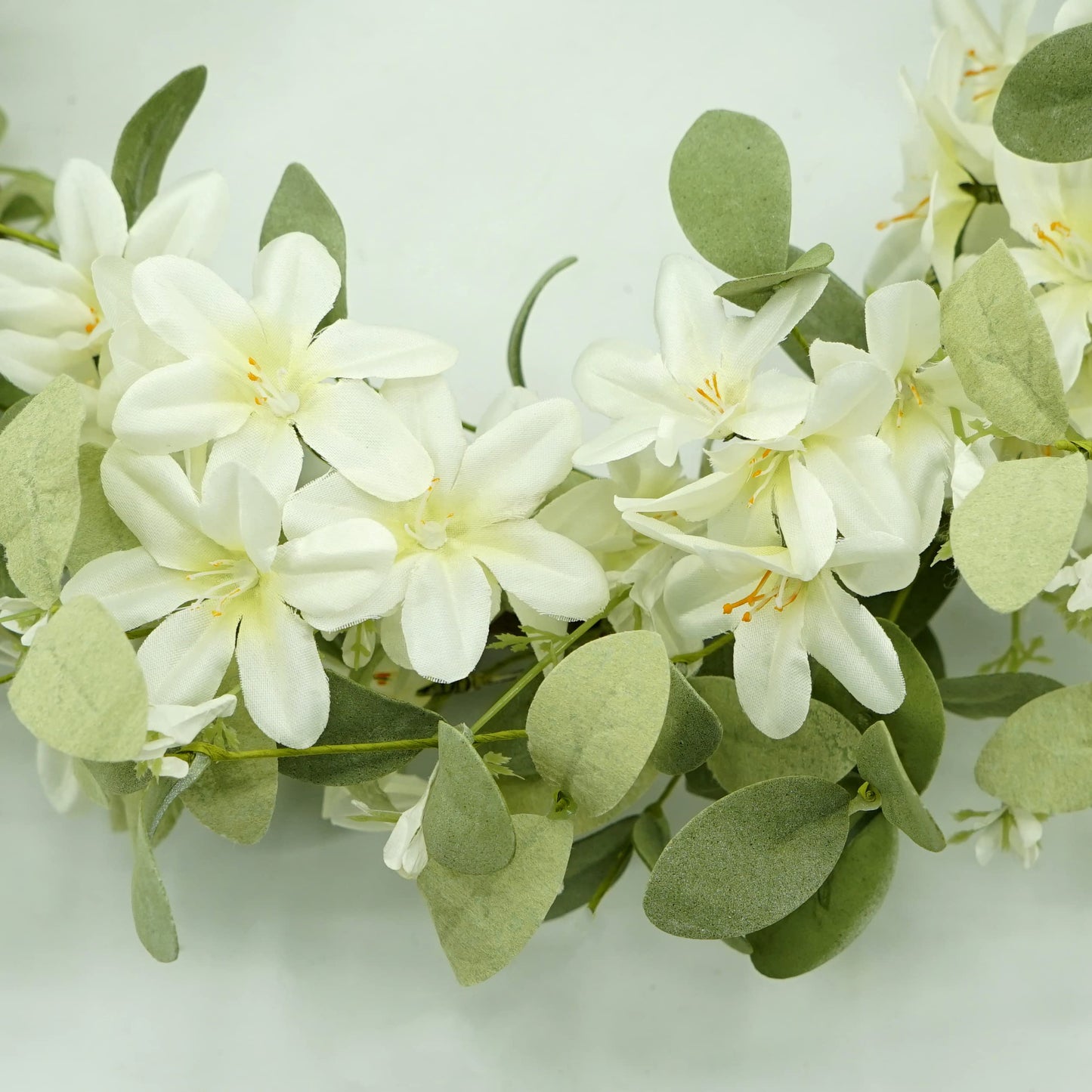 WreathDream 18'' Spring Wreath Summer Wreath for Front Door with Green Eucalyptus Leaves and White Cherry Blossoms for Home Outdoor Farmhouse Porch Wall Decoration, White Gift Box Included