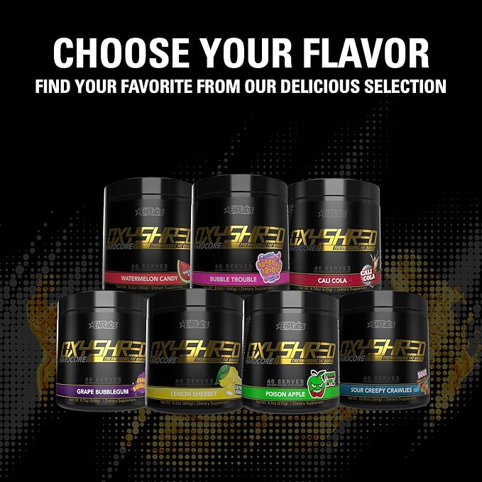 EHP Labs OxyShred Hardcore Super Dosed Pre Workout Powder - Preworkout Powder with L Glutamine & Acetyl L Carnitine, Energy Boost Drink - 275mg of Caffeine - Cali Cola, 40 Servings