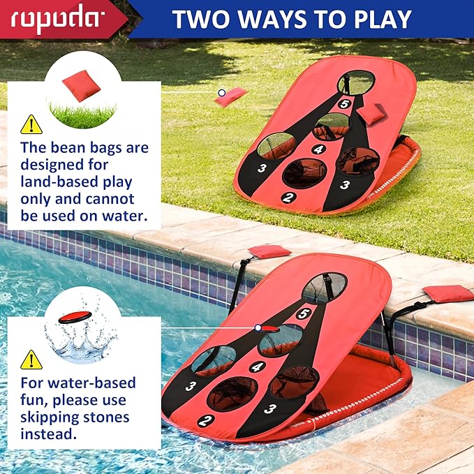 ropoda Pool Cornhole Board Set, 3ft x 2ft Corn Hole Games for Adults, Cornhole Set Floating, Pool Games for Adults, Water and Land Dual-Purpose, Easy Setup, Beach Toys for Family, Beach/Lawn Toys