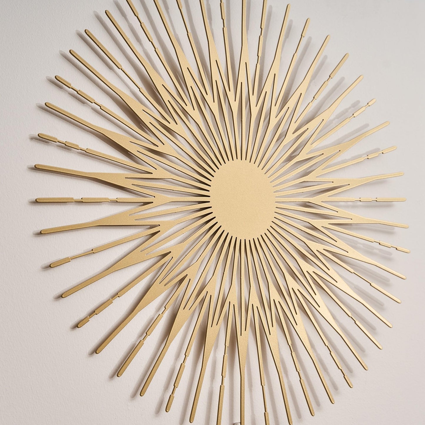 NEODECO Single Sun Metal Wall Art, Geometric Sun Decor, Metallic colors, Large 3D wall sculpture, model A (Gold, Small)