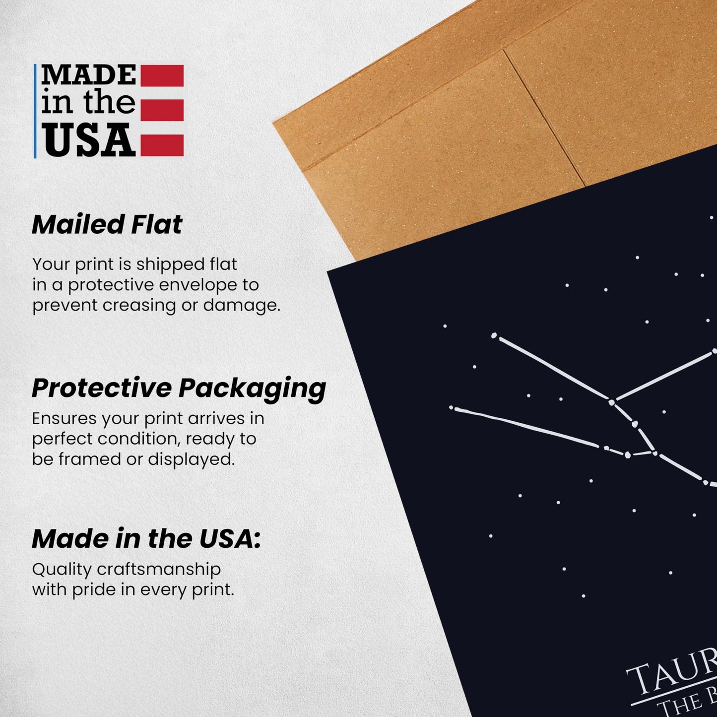 AMERICAN LUXURY GIFTS Zodiac Wall Art – Taurus Constellation Poster 8x10, Astrology Wall Art Print in Midnight Black – Taurus Horoscope Sign Gift for Women, Celestial Decor for Bedroom or Office