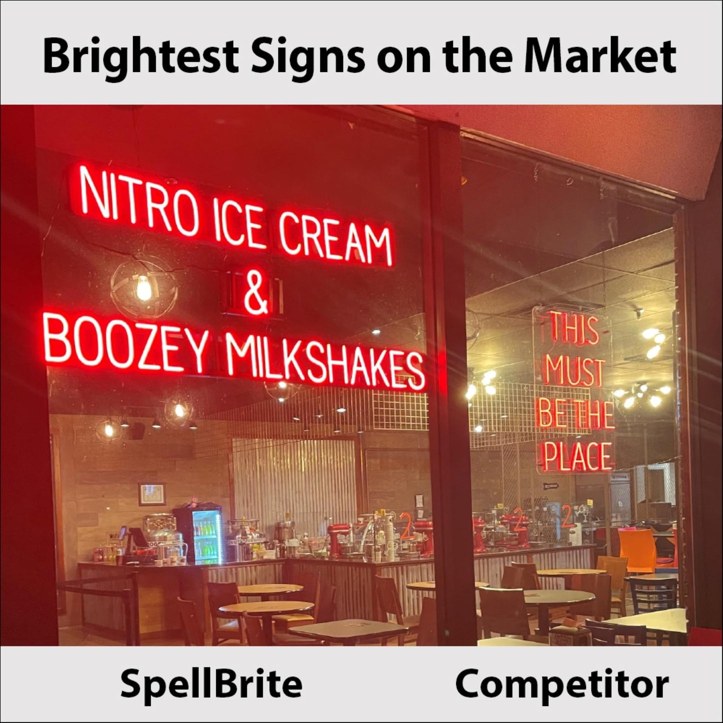SpellBrite KITCHEN Sign | Directional Sign with Neon Look, Blue LED Light Source | 25.1" x 6.3"