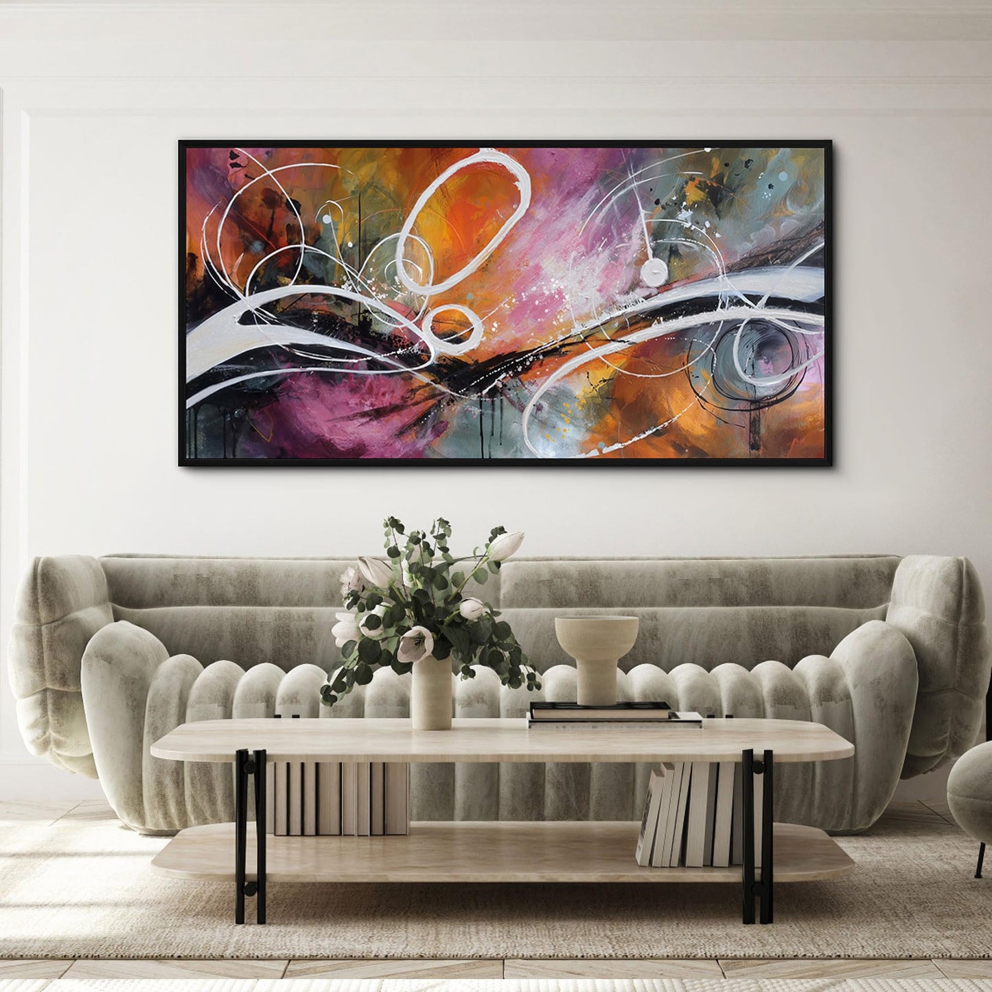 yiijeah Purple Wall Decor Bedroom Canvas Abstract Bathroom Art Picture Items for Women Framed Artwork Print 48x24 Inches