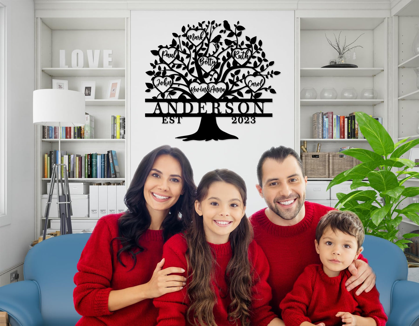 Personalized Family Tree of Life Metal Wall Art - Custom Engraved Names Sign for Wedding Gifts, Home Decor, Anniversary - Elegant Metal Sign for Family Tree Display (12Inch - 52 Inch)