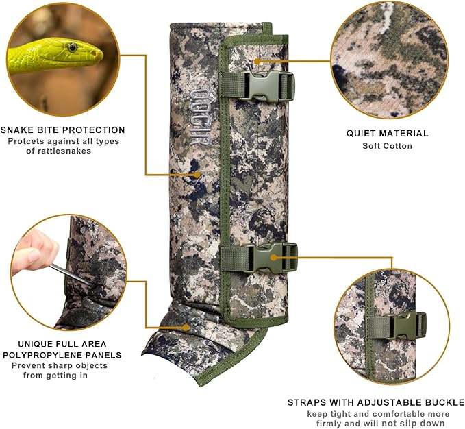 QOGIR Snake Gaiters 3 Pack: Durable Snake Guards for Hunting, Snake Gaiter Leggings for Men & Women, Snake Bite Protection for Lower Legs, Snake Proof Gaiters