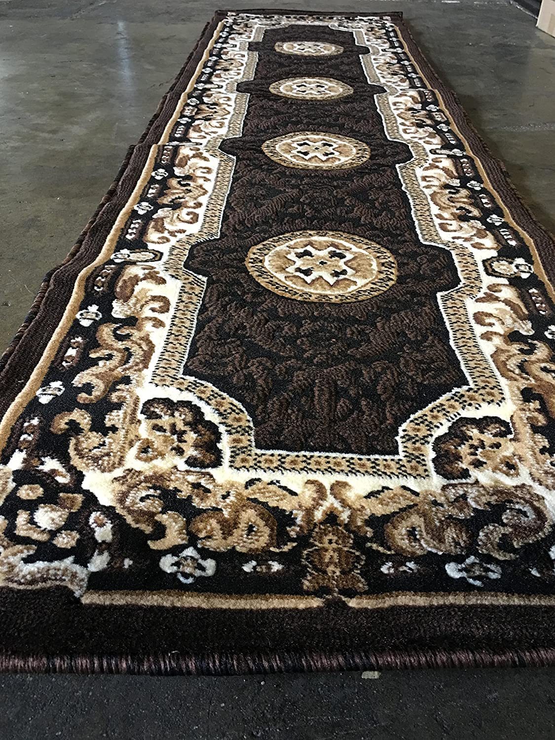 YHSF Traditional Floral Area Rug - Washable Carpet for Living Room, Bedroom, Entryway, or Kitchen - Easy Clean Colorful Flower Rug - Black, 2 ft x 7 ft