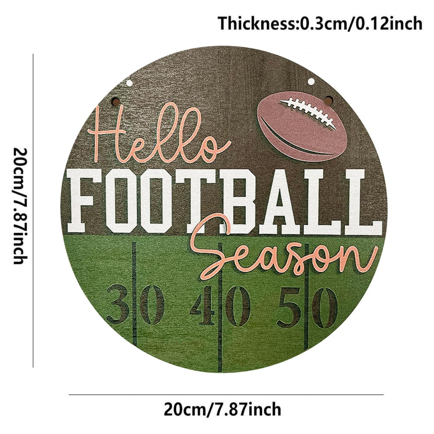 Football Wooden Hanging Sign Hello Football Season Wall Plaque Football Game Sports Welcome Wreath Decor Sign Door Hanger for Farmhouse Home Wall Window Porch Tabletop Party Decor Supplies