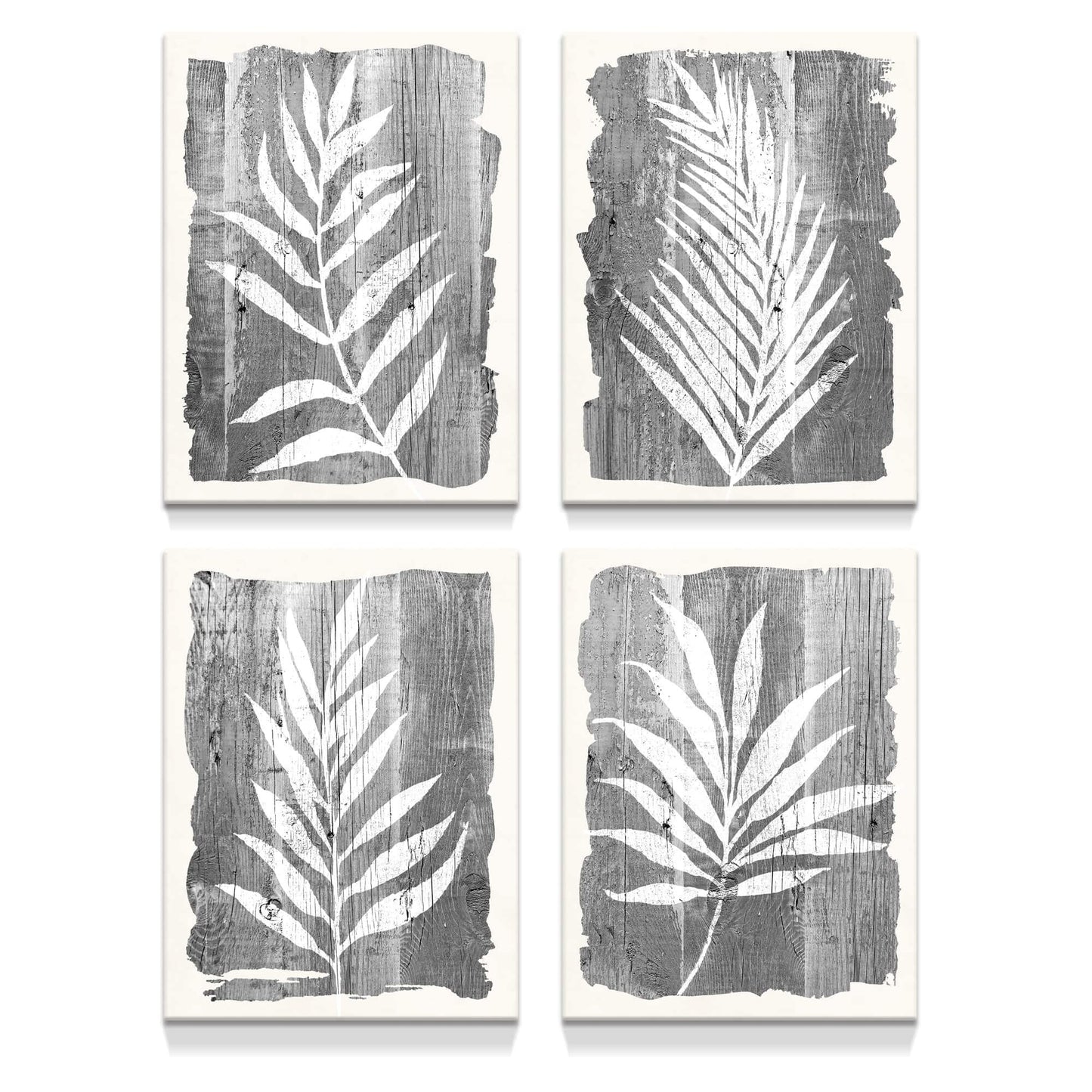 artopia Black and White Botanical Pictures: Grey Leaf Canvas Wall Art, Minimalist Plant Painting for Bathroom, 16"x12" Decor