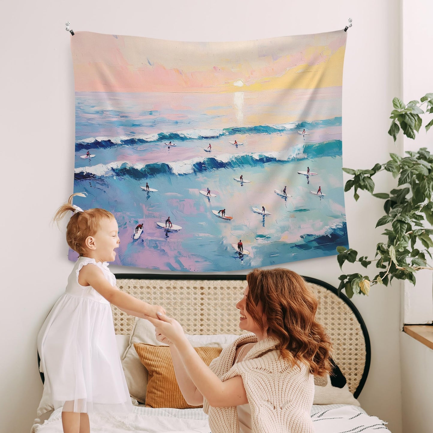 WAITPI Coastal Ocean Beach Hanging Wall Tapestry for Bedroom, Summer Coastal Surfing Ocean Beachy Wall Hanging Decor Tapestry for Home Living Room Beach House Surf Room, 50x60in
