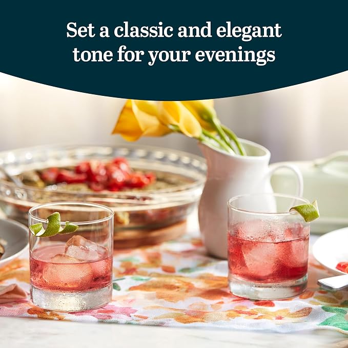 Libbey 917CD Heavy Base Rocks Glasses Set of 12, Rocks Glass Cups Set with Simple Lines, Elegant Old Fashioned Glass for Whiskey,Cocktails and More