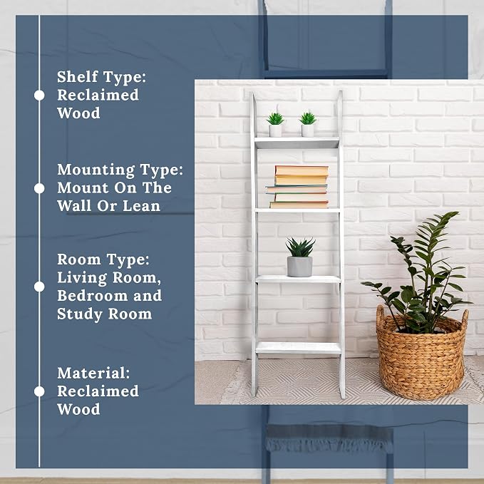 BARNWOODUSA Throw Blanket Ladder – Fully Assembled Reclaimed Wood – Rustic Decorative Ladder for Towels, Quilts, & More – Perfect Farmhouse Decor for Bathroom, Porch, or Living Room,4ft.