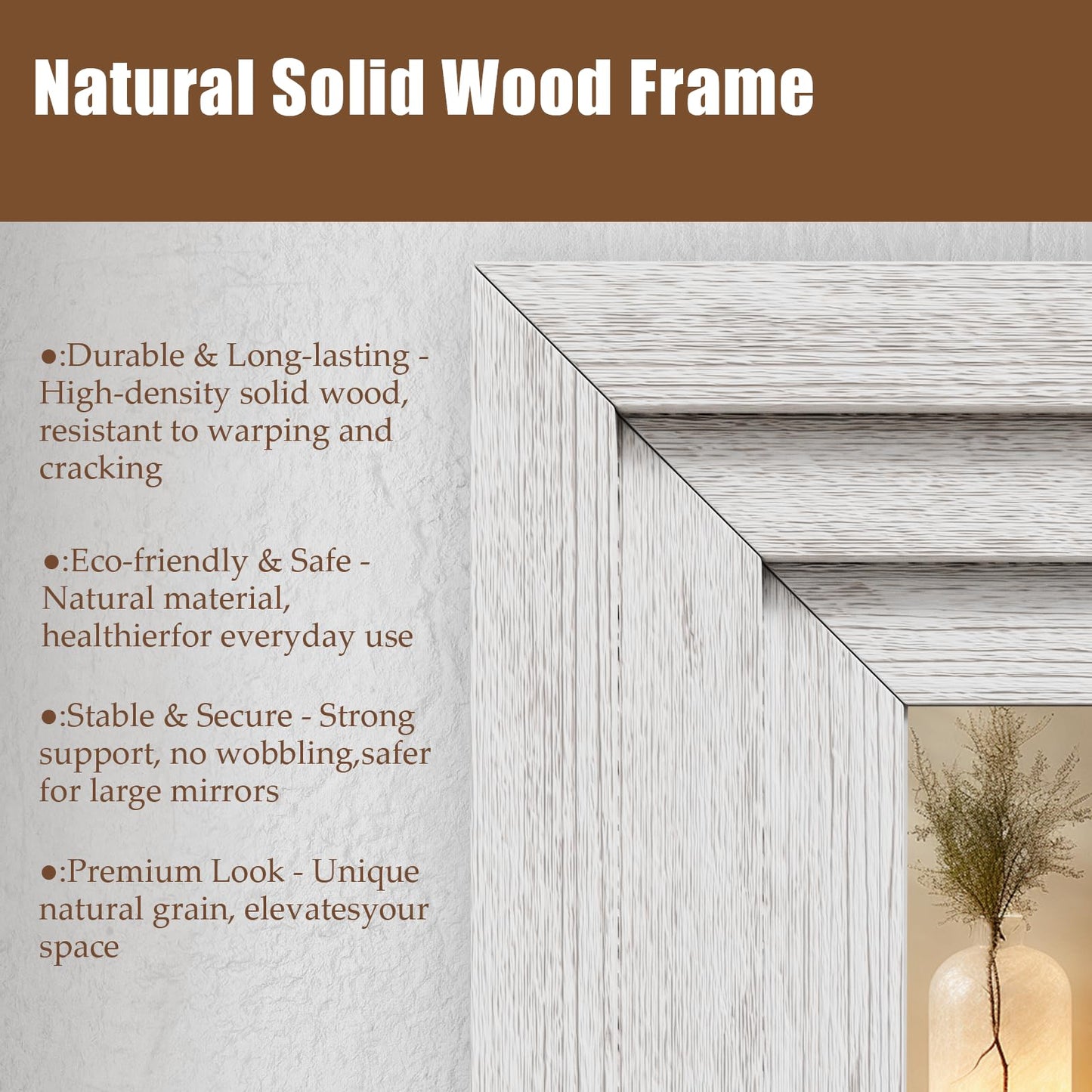 WISSMIELS Full Length Mirror 71"x30", Large Solid Wood Frame Floor Mirror, Leaning Floor Mirror, Stable Frame, Shatterproof Glass, Modern Classic Style for Bedroom, Living Room, Entryway