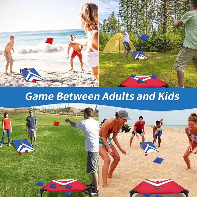 NZQXJXZ 3x2 ft Cornhole Board Set with 8 Bean Bags and Carrying Bag, Outdoor Toss Game Set for Kids and Adults, Portable Corn Hole Sets for Beach Lawn Backyard