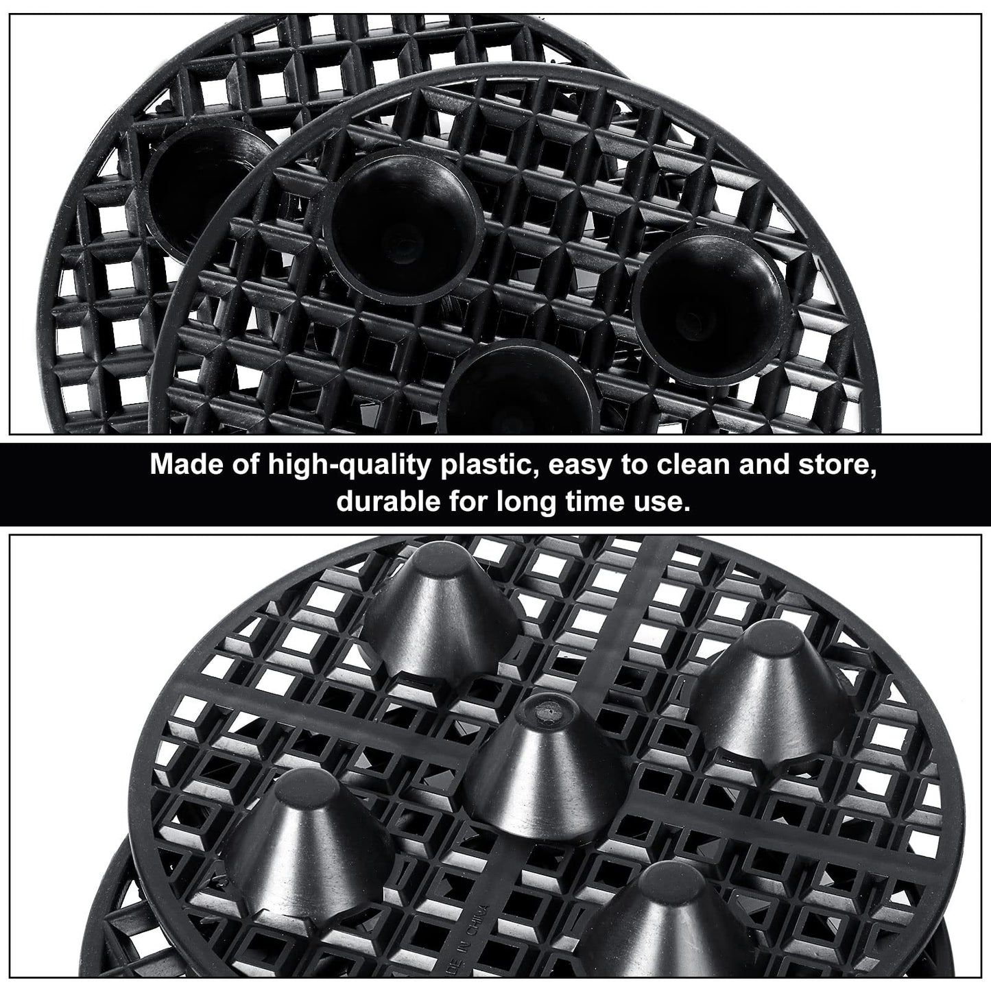 SENENQU 24PCS Plant Level Pot Elevator 8 Inch, Plant Risers for Pots, Heavy Duty Potted Plant Stand, Black Plant Runoff Tray Planter Holder for Prevent Rot and Damage, Indoor and Outdoor Use