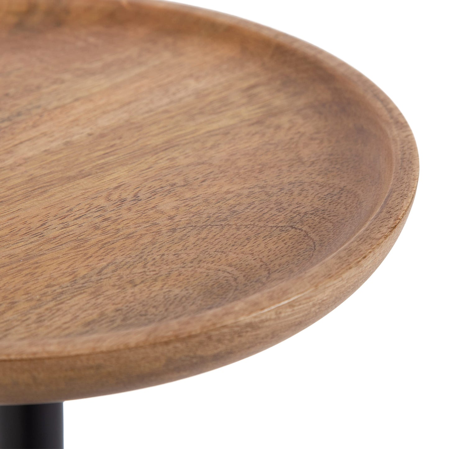 Kate and Laurel Xyler Round Wood and Metal Drink Table, 10 x 10 x 24, Natural Brown Wood and Black, Transitional Plant Pedestal Table for Storage and Display