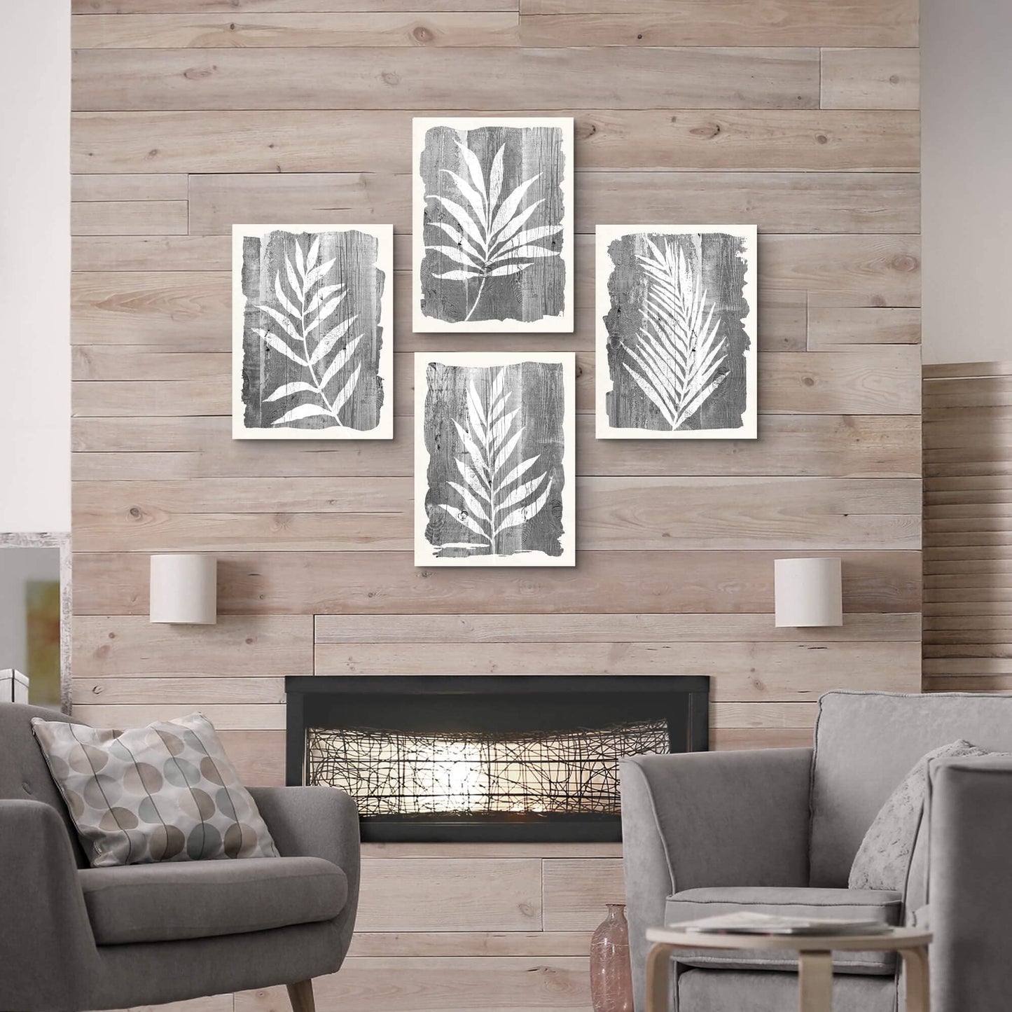 artopia Black and White Botanical Pictures: Grey Leaf Canvas Wall Art, Minimalist Plant Painting for Bathroom, 16"x12" Decor