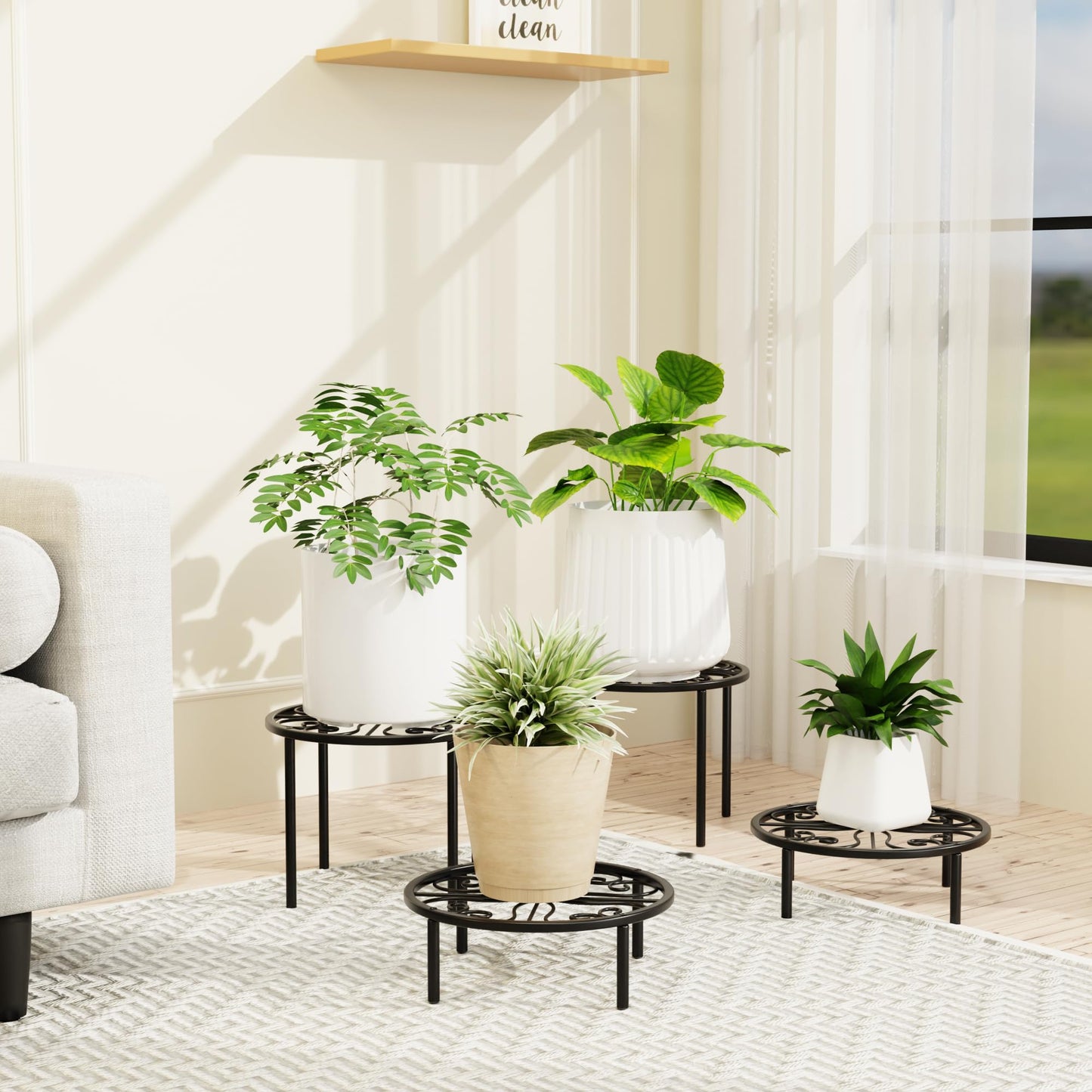 Chinpakden Plant Stand Flower Stand - Metal Plant Holder for Garden Home, Anti-rust Plant Rack for Multiple Plant Indoor or Outdoor.