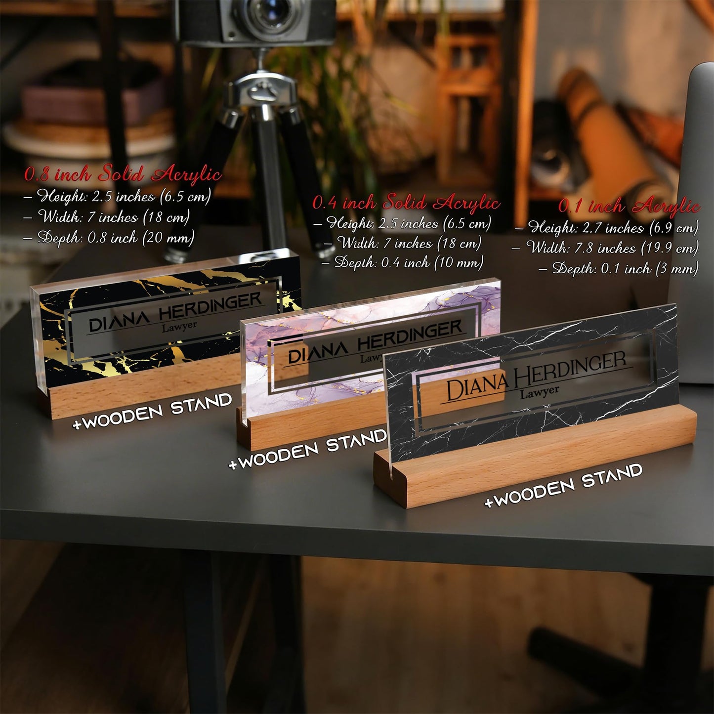 Personalized Desk Nameplate, Custom Acrylic Office Sign for Him Boss, Professional Name Plate for Coworkers, Custom Gift Idea for Office, New Job Gift, Coworker Gift, Phd Gift (Marble Design-3)
