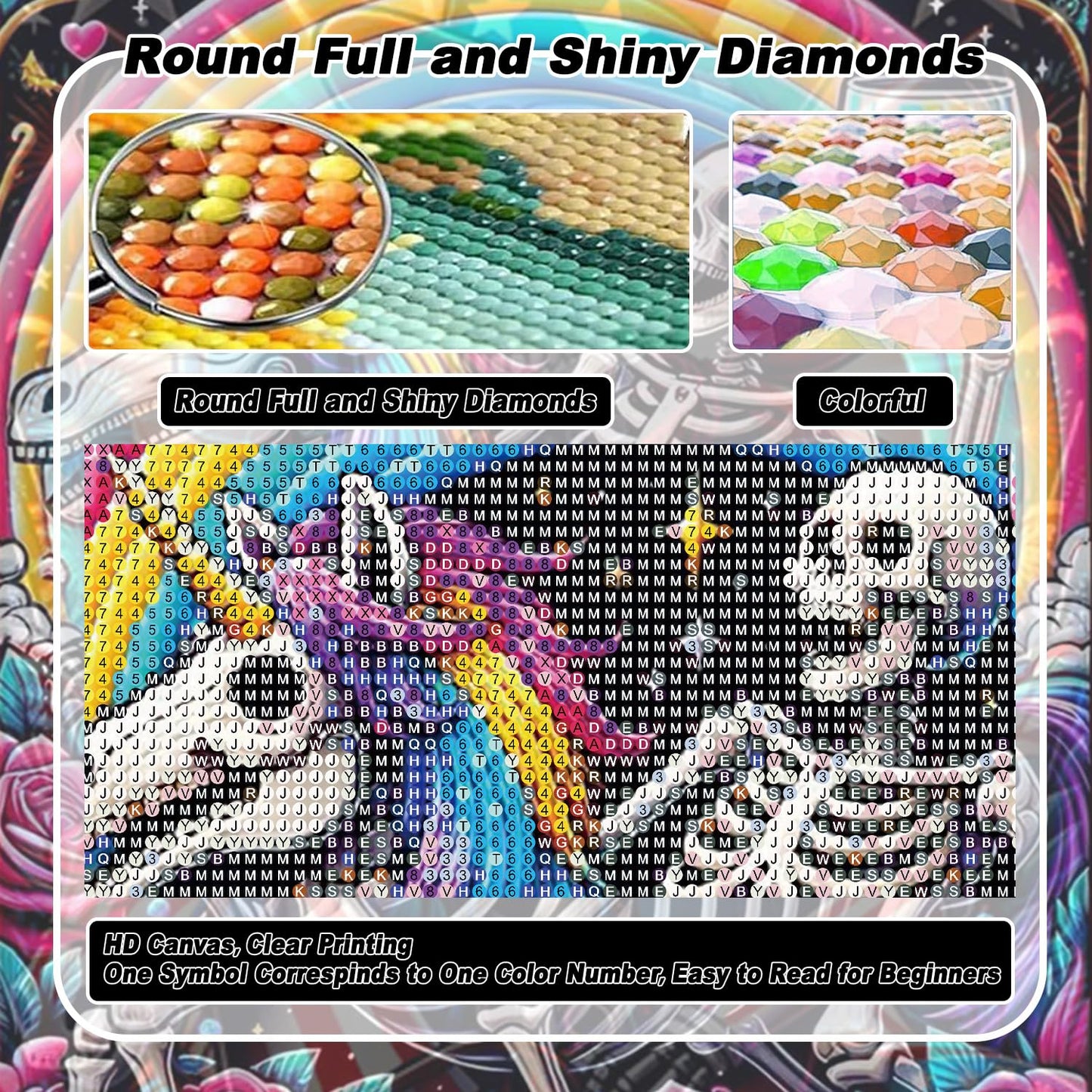 GOUOYANA Skull Diamond Art Kits for Adults, Tarot Card Diamond Painting for Beginners, DIY Full Rhinestone 5D Gothic Diamond Painting Kits (Gemstone Craft), Home Wall Decoration (12x16 inch)