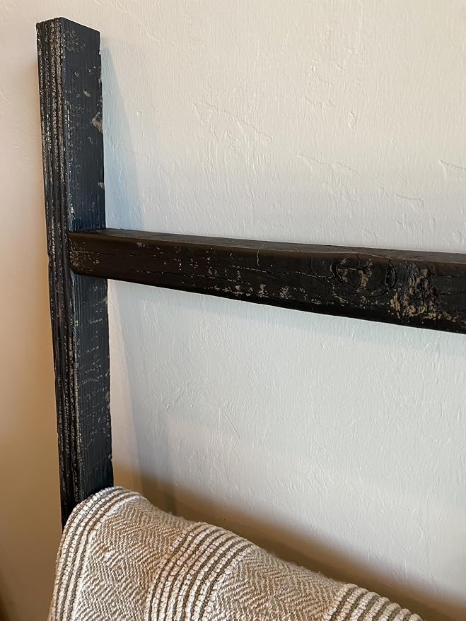BARNWOODUSA Rustic Farmhouse Decorative Ladder - Our 6 ft Ladder can be Mounted Horizontally or Vertically and is Crafted from Upcycled Wood No Assembly Required Smoky Black