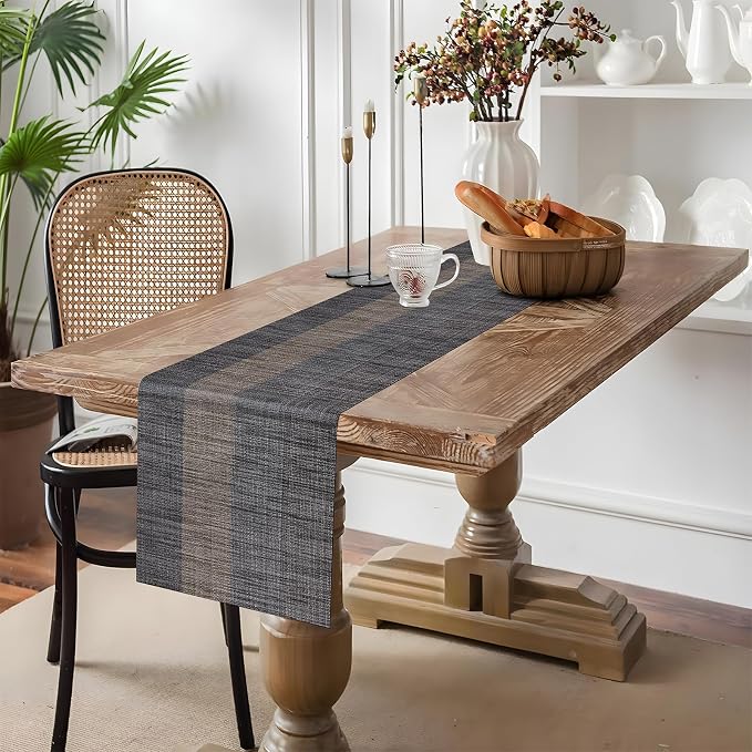 Aofmee Table Runner and Placemats Set of 6 Washable, Heat Resistant Place Mats with Table Runner, Woven Vinyl Table Placemats for Dining Table, Stain Resistant Kitchen Table Mats Sets, Easy to Clean