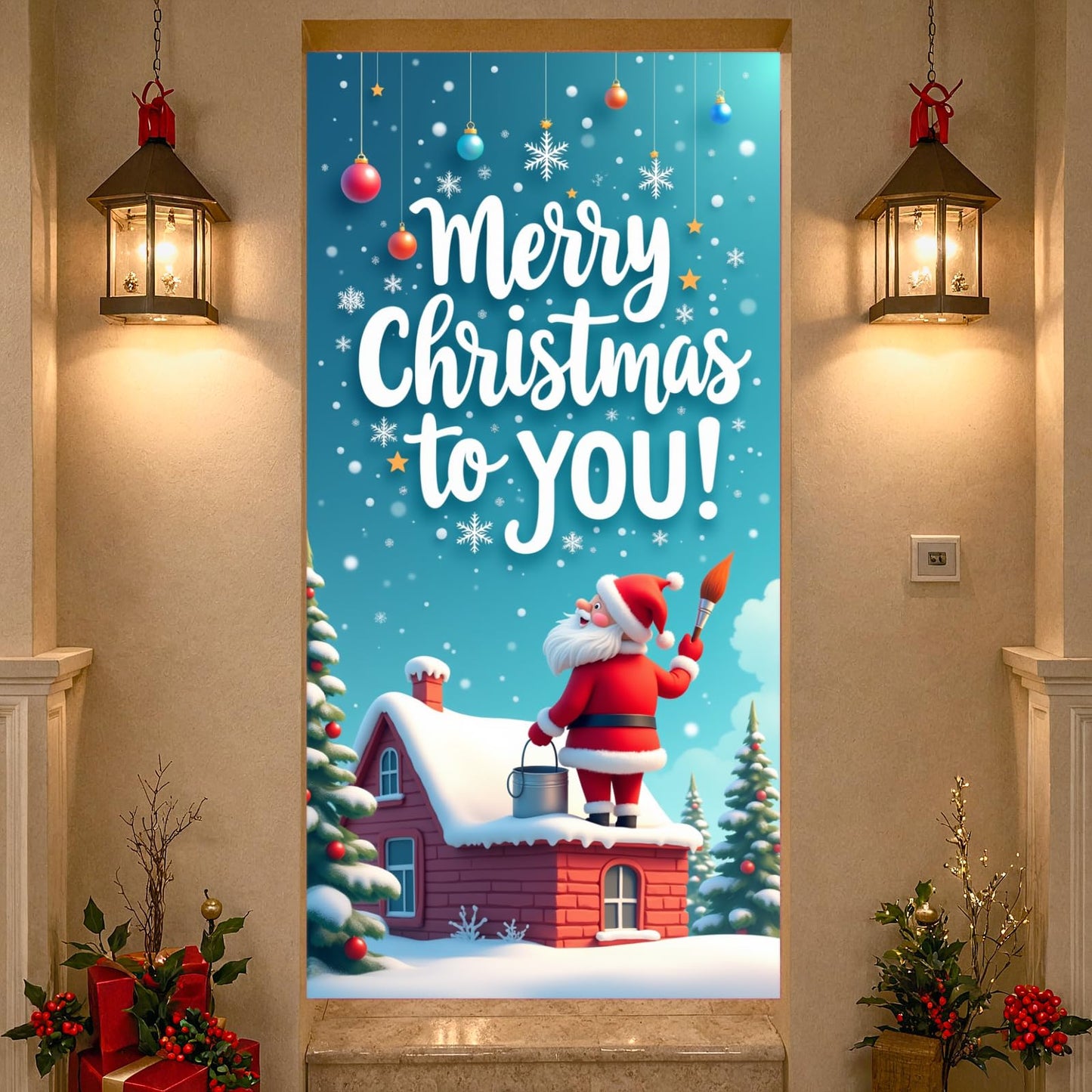 Christmas Holiday Festive Holiday Sign Christmas Wall Art Gold Bells Seasonal Banner For Seasonal Event Party Decoration