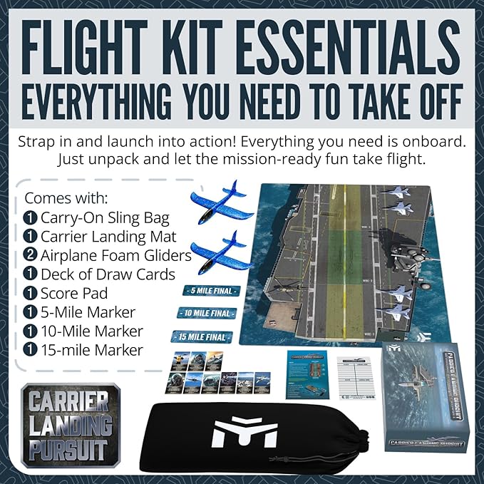 Carrier Landing Pursuit - Indoor Outdoor Toys Toss Game with Foam Gliders, Aircraft Carrier Landing Challenge, Airplane Toy, Glider, Toy Planes, Flying Toys, Air Plane Toy, Novelty Board Games & Toys