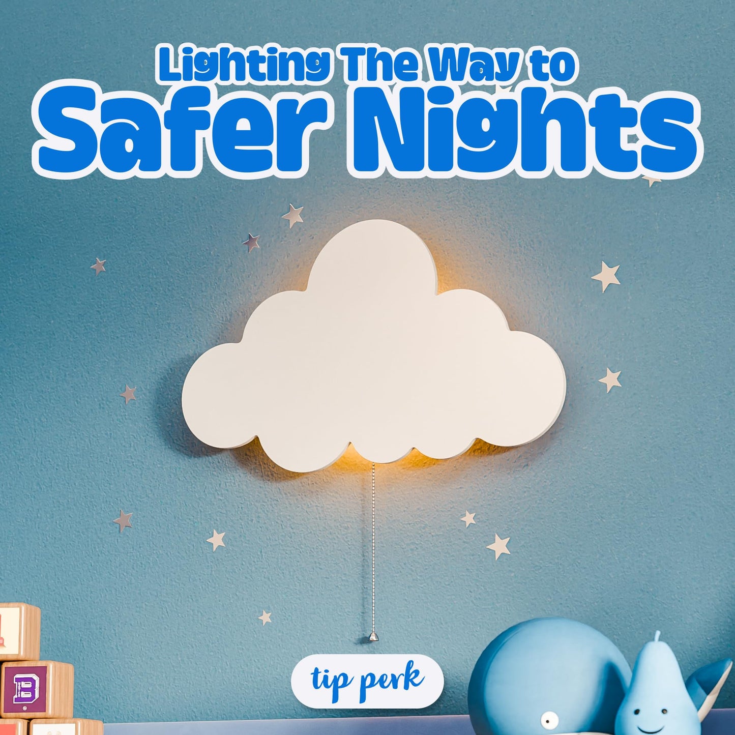 Tip perk 2 Pack Cloud Light - Floating Cloud Wall Lamp for Nursery | Cute Floating Lamp for Kids Bedroom | Battery-Operated Hanging Night Lights for Bedroom/Baby Nursery