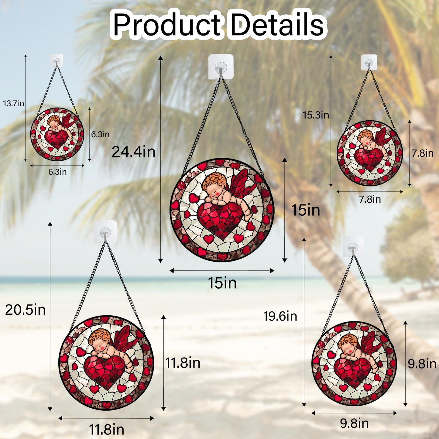 AMDERVEN Stained Glass Window Hanging - Red Love Angel Sun Catcher for Door Garden Home Decor Cute Suncatcher Christmas Mother's Day Birthday for Women Men Mom Nana 6.3 in
