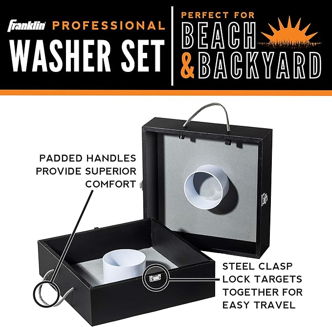 Franklin Sports Washer Toss Game Set - Outdoor Washers Set with Targets + Washers - Perfect for Lawn, Beach + More - Classic Outside + Tailgate Game