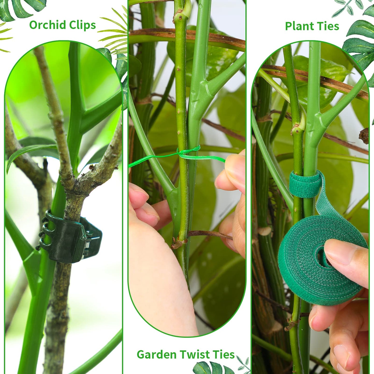 ROADPLUM 6 Pack 27.56" Detachable Twig Plant Support Stakes Set, Blends in to Plant, Branch Plant Sticks with Orchid Clips Twist Plant Ties, Twig Trellis for Indoor Outdoor Plants Potted Plants Flower