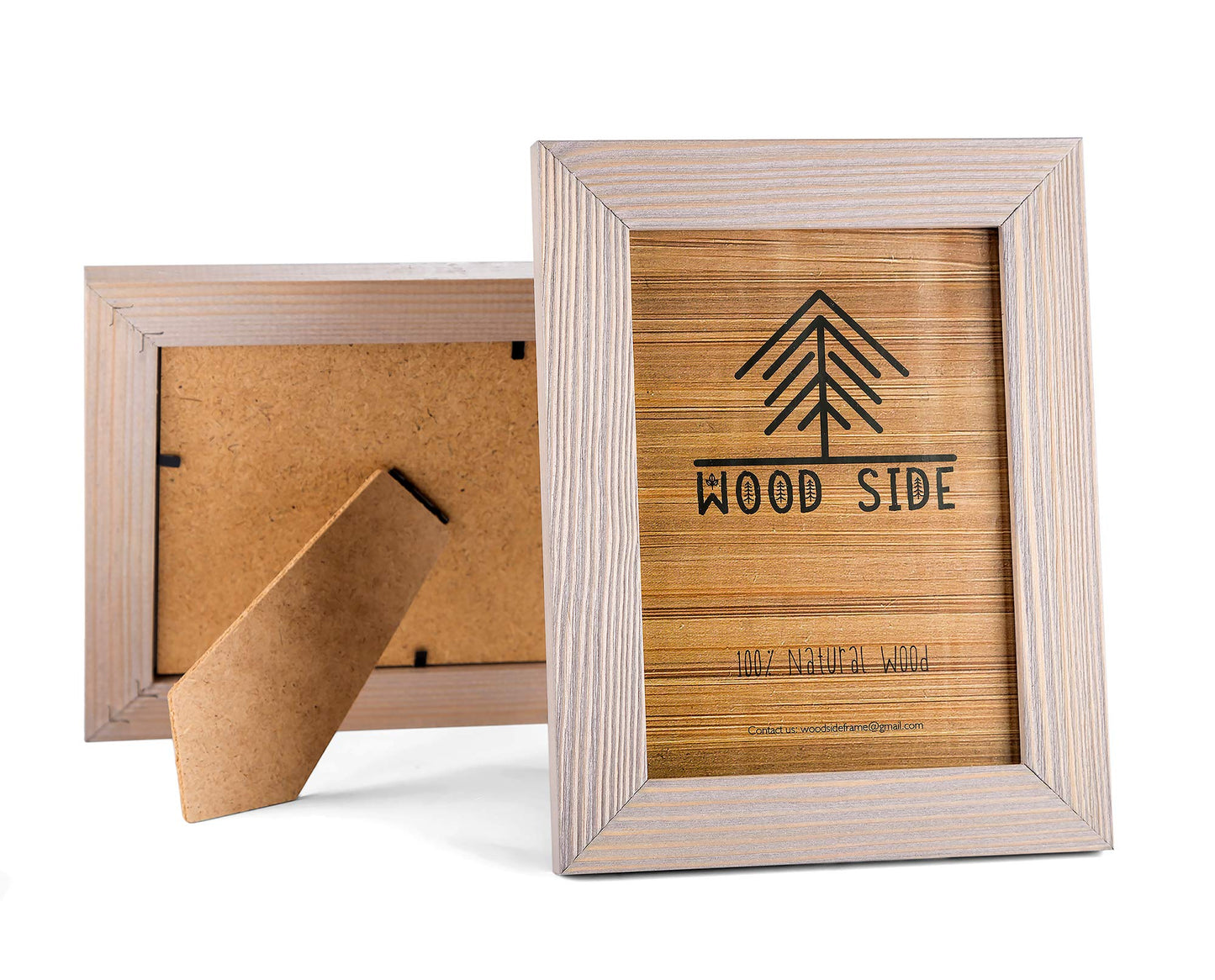 Rustic Wooden Picture Frame 5x7 Inch - Set of 2-100% Natural Eco Distressed Wood and Real Glass - Made for Wall and Table Top Display - Brown Grey