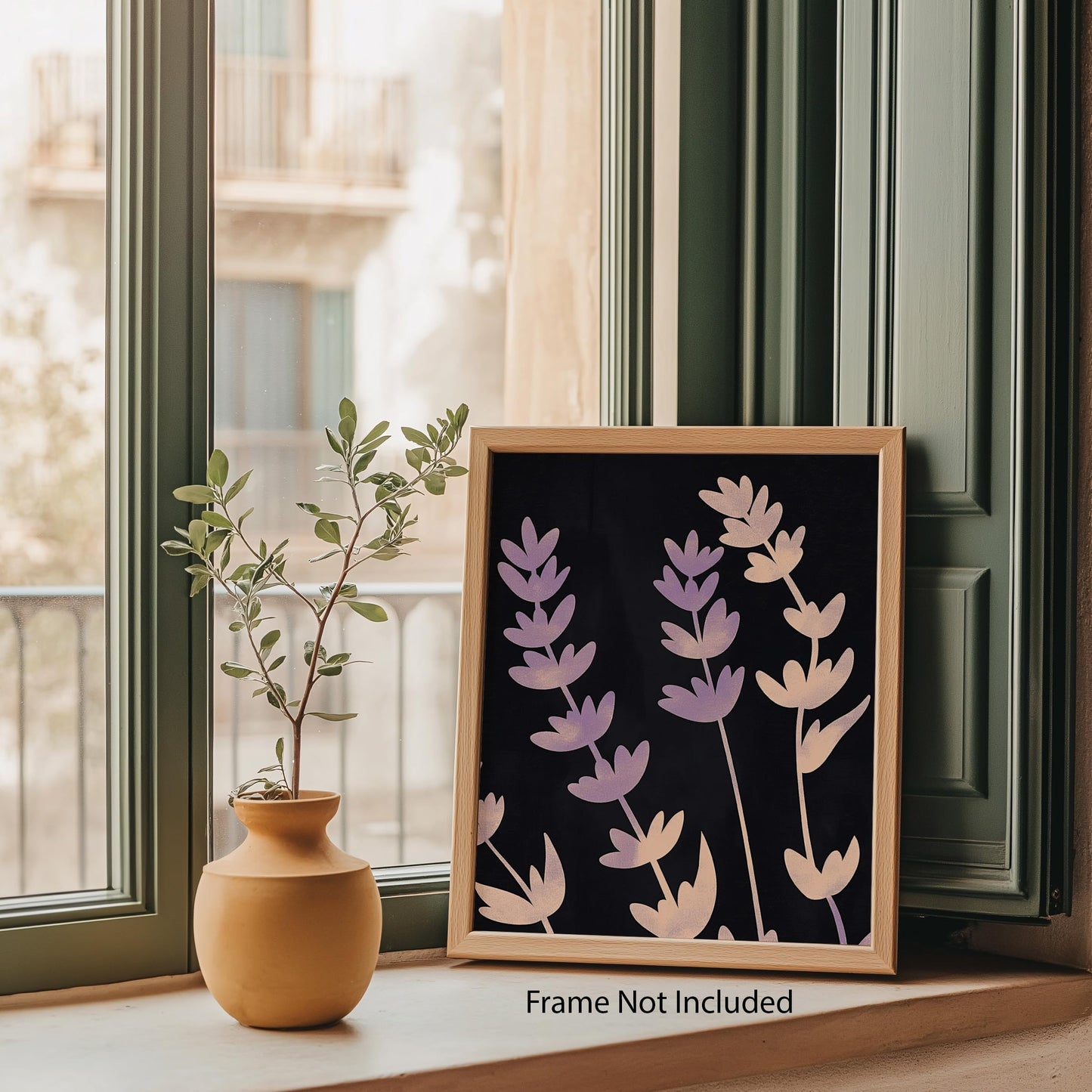 ZUKIY Night Lavender Silhouette - 8x10 Unframed Moody Lavender Wall Art - Purple Flower Wall Decor for Bedroom Office Living Room Hallway or Gallery Wall - Calming Botanical Decor Poster