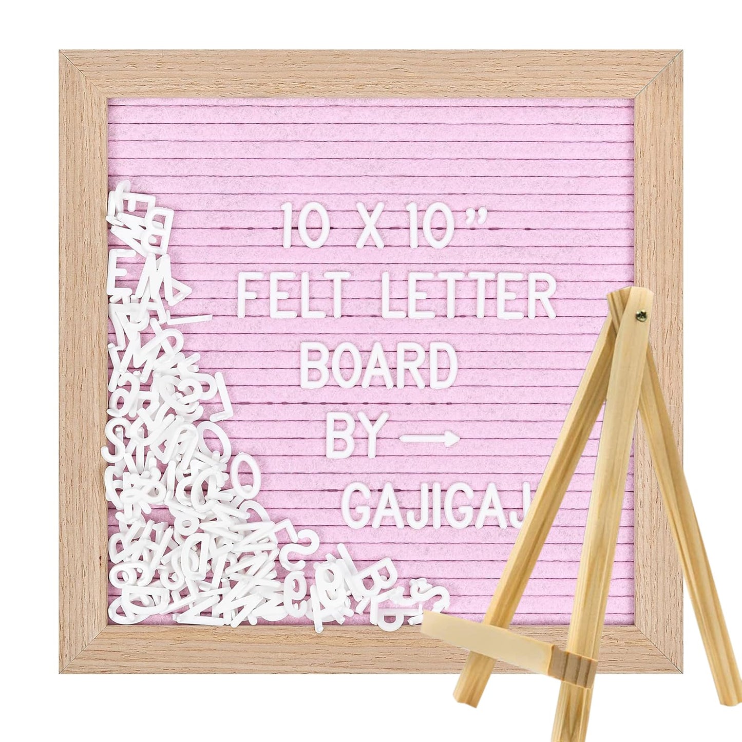 Felt Letter Board with Letters Changeable, Frame Wooden Message Board, Numbers, Symbols & Letters 340 Piece, Tripod Stand, for Baby Announcements, Milestones, Tabletop Decor, Wedding Party Decor