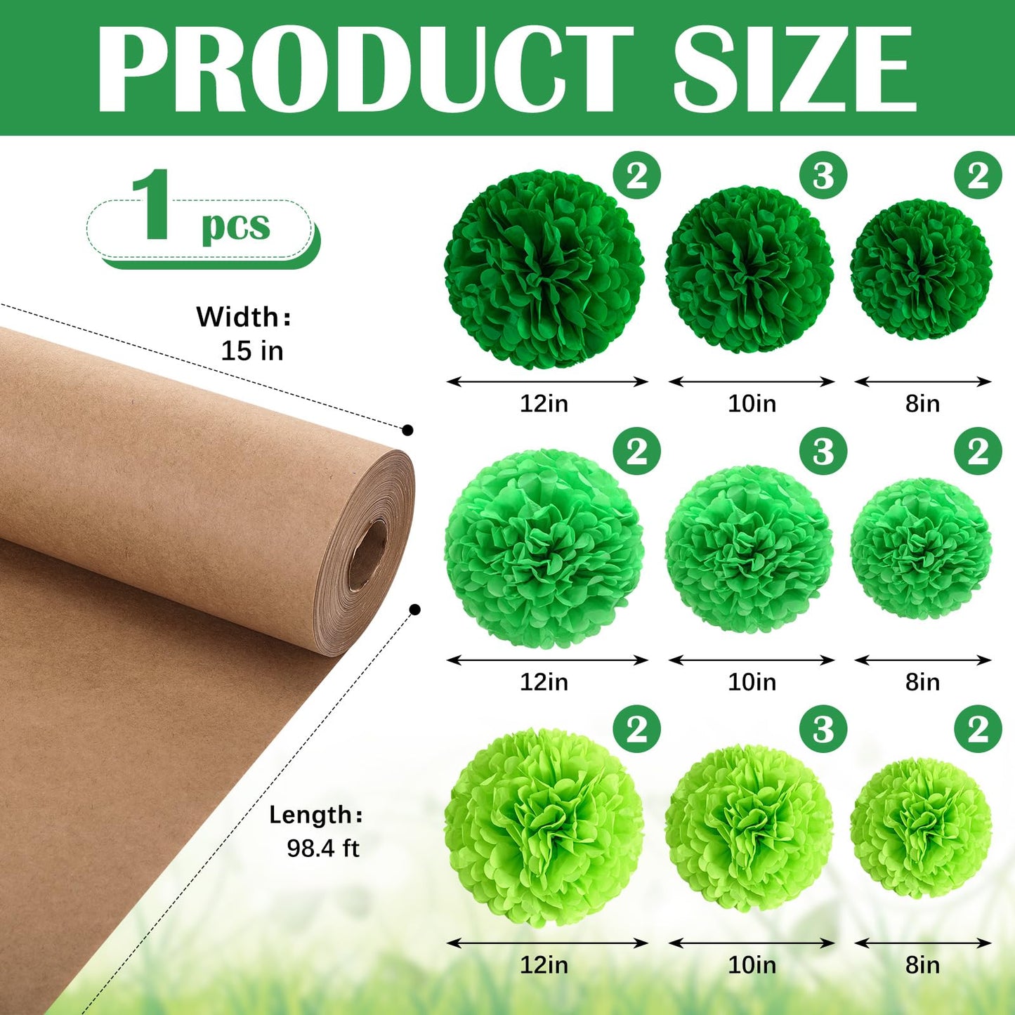 Mooliwe Classroom Tree Bulletin Board Set DIY 3D Cardboard Tree with Paper Pom Poms Kraft Craft Bulletin Board Wall 3D Decorations for School Elementary Teacher Chalkboard (Green,8, 10, 12 Inch)