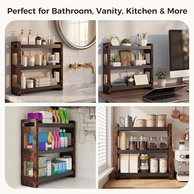 Bathroom Organizers and Storage,Bathroom Counter Organizer,Bathroom Counter Shelf,Bathroom Sink Organizer,Vanity Organizers,Vanity Storage,Perfume Display,Perfume Storages(Brown 3 Tier)